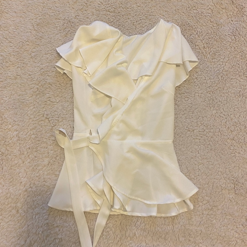 Women’s S Sleeveless Summer Ruffle Blouse Cream
